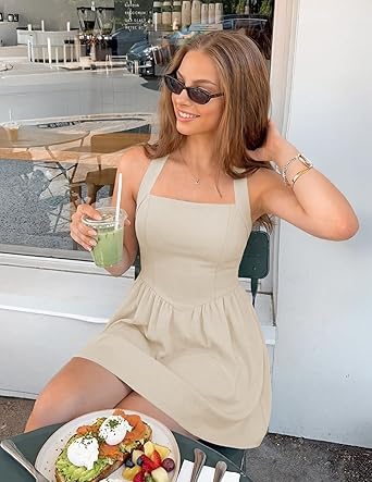 Women's Summer Halter Neck Mini Dress 2026 Cute Ruched Waist A-line Flowy Graduation Cocktail Party Short Dresses